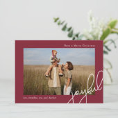 Eenvoudige Stippen Bourgondische vreugdevol script Feestdagenkaart (Staand voorkant)