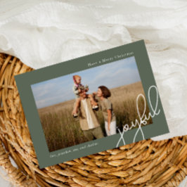 Eenvoudige Stippen Groen Vrolijk Script Elegante F Feestdagenkaart