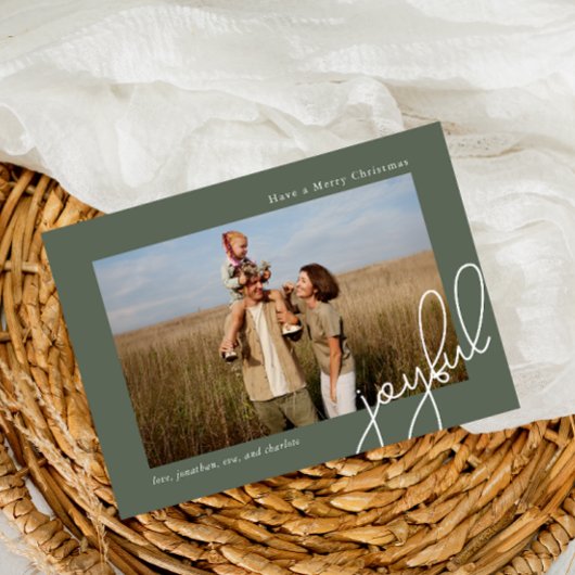 Eenvoudige Stippen Groen Vrolijk Script Elegante F Feestdagenkaart