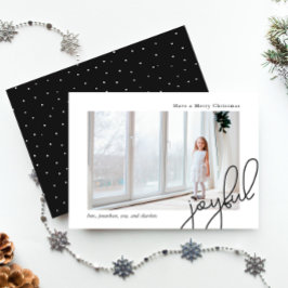 Eenvoudige Stippen Zwart Joyful Script Elegant Fot Feestdagenkaart