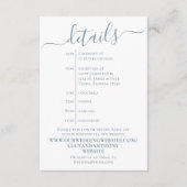 Eenvoudige Stof Blauw Kalligrafie Details Tijdlijn Informatiekaartje (Voorkant)