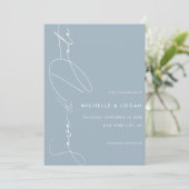 Eenvoudige Stof Blauw Moderne Script Bruiloft Save The Date (Staand voorkant)