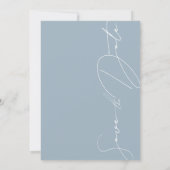 Eenvoudige Stof Blauw Moderne Script Bruiloft Save The Date (Achterkant)
