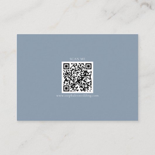 Eenvoudige Stof Blauw QR Code RSVP Informatiekaartje (Achterkant)