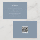 Eenvoudige Stof Blauw QR Code RSVP Informatiekaartje (Voorkant / Achterkant)