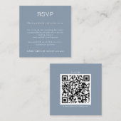 Eenvoudige Stof Blauw QR Code RSVP Informatiekaartje (Voorkant / Achterkant)