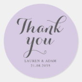 Eenvoudige Stof Paarse Dankjewelingsbruiloft Ronde Sticker (Voorkant)
