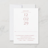 Eenvoudige Stof Rose Speciale Datum Trouwen RSVP Kaartje (Voorkant)