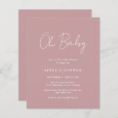 Eenvoudige Stof Roze Budget Baby Shower Uitnodigin (Voorkant / Achterkant)