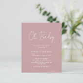Eenvoudige Stof Roze Budget Baby Shower Uitnodigin (Staand voorkant)