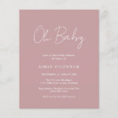 Eenvoudige Stof Roze Budget Baby Shower Uitnodigin (Voorkant)