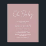 Eenvoudige Stof Roze Budget Baby Shower Uitnodigin<br><div class="desc">Moderne stoffige roze budget baby shower uitnodiging met een eenvoudig ontwerp met "Oh Baby" in een rustieke stijl script typografie.  Deze elegante uitnodiging met een minimalistische lay-out is geweldig voor een meisje baby shower.</div>