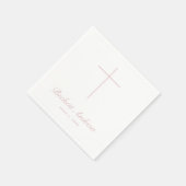 Eenvoudige Stof Roze Kruis Script Doop Servet (Hoek)