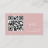 Eenvoudige Stof Roze Trouwwebsite Qr Code Informatiekaartje (Achterkant)