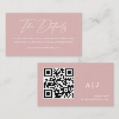 Eenvoudige Stof Roze Trouwwebsite Qr Code Informatiekaartje (Voorkant / Achterkant)