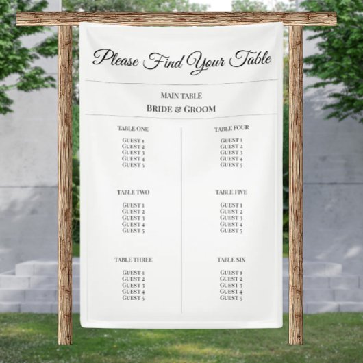 Eenvoudige Stof Zitplaatskaart - Aangepaste Trouwd Spandoek