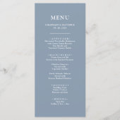 Eenvoudige Stofblauwe Bruiloft Menu (Voorkant)