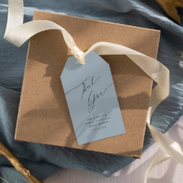Eenvoudige Stofblauwe Dankjewel Bruidsdouche Cadeaulabel