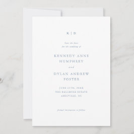 Eenvoudige Stofblauwe Elegante Trouw Save The Date