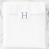 Eenvoudige Stofblauwe en Witte Monogram Trouw Ronde Sticker (Tas)