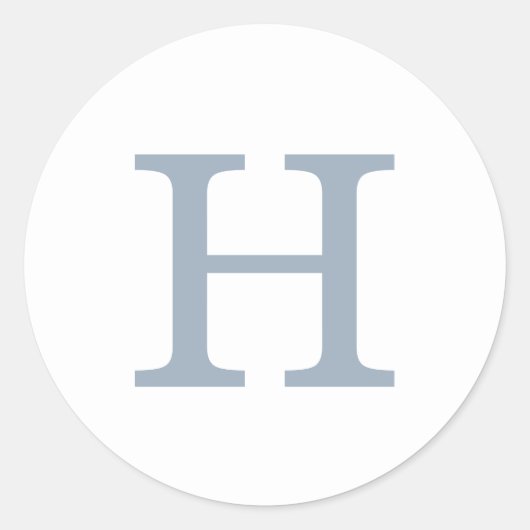 Eenvoudige Stofblauwe en Witte Monogram Trouw Ronde Sticker (Voorkant)