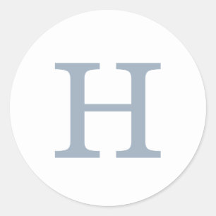 Eenvoudige Stofblauwe en Witte Monogram Trouw Ronde Sticker