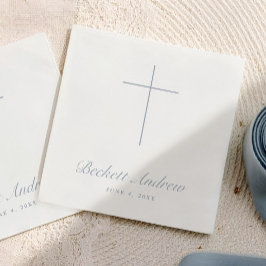 Eenvoudige Stofblauwe Kruis Schrift Doop Servet