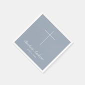 Eenvoudige Stofblauwe Kruis Script Doop Servet (Hoek)