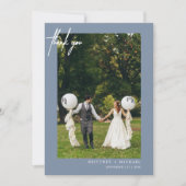 Eenvoudige Stofblauwe Moderne Bedankkaart met Foto (Voorkant)