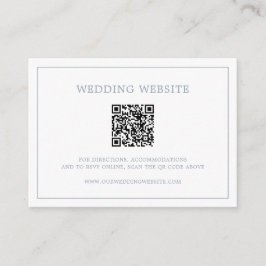 Eenvoudige Stofblauwe Monogram QR Code Elegante Tr Informatiekaartje