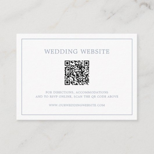 Eenvoudige Stofblauwe Monogram QR Code Elegante Tr Informatiekaartje (Voorkant)
