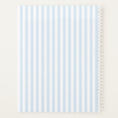 Eenvoudige Stofblauwe Preppy Gestreepte Gepersonal Planner (Achterkant)