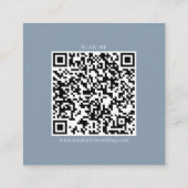 Eenvoudige Stofblauwe QR Code RSVP Informatiekaartje (Achterkant)