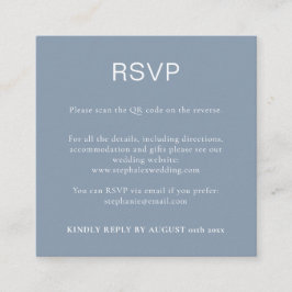 Eenvoudige Stofblauwe QR Code RSVP Informatiekaartje