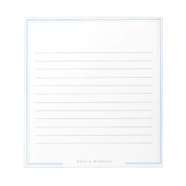 Eenvoudige Stofblauwe Rand Naam Briefpapier Lijnen Notitieblok