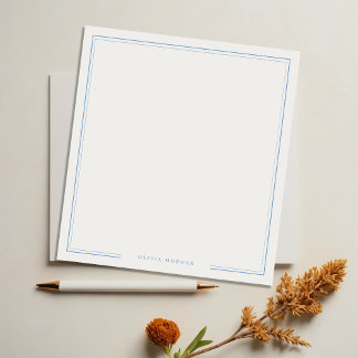 Eenvoudige Stofblauwe Rand Naam Briefpapier Notitieblok
