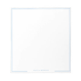 Eenvoudige Stofblauwe Rand Naam Briefpapier Notitieblok