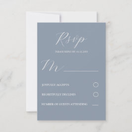 Eenvoudige Stofblauwe & Witte RSVP Huwelijk Kaartje
