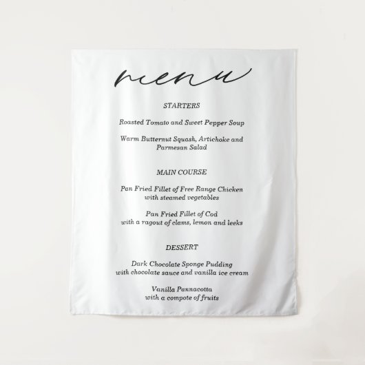 Eenvoudige Stoffen Trouw Menu Banner Wandkleed (Voorkant)