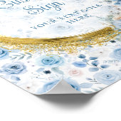 Eenvoudige stoffige blauw boho waterverf bloemen o poster (Hoek)