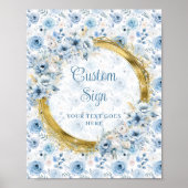 Eenvoudige stoffige blauw boho waterverf bloemen o poster (Voorkant)