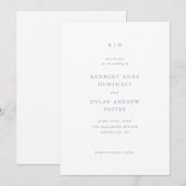 Eenvoudige stoffige blauwe elegante bruiloft save the date (Voorkant / Achterkant)