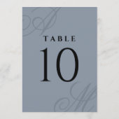 Eenvoudige Stoffige Blauwe Elegante Monogram Tafel (Achterkant)