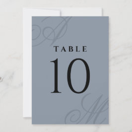 Eenvoudige Stoffige Blauwe Elegante Monogram Tafel