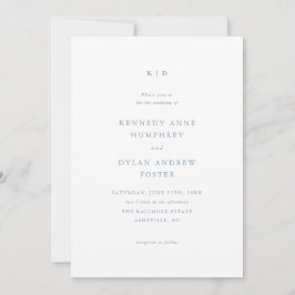 Eenvoudige stoffige blauwe elegante trouw-QR-code Kaart
