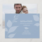 Eenvoudige stoffige blauwe foto Sla de datum op Save The Date (Voorkant / Achterkant)