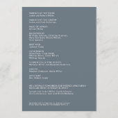 Eenvoudige Stoffige Blauwe Geïsoleerde Namen Trouw Programmakaart (Achterkant)