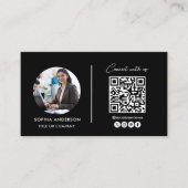 Eenvoudige stoffige blauwe haarmake-up foto logo q visitekaartje (Voorkant)