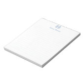 Eenvoudige stoffige blauwe lint script aangepaste  notitieblok (Linkerzijde)