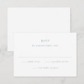 Eenvoudige stoffige blauwe minimale bruiloft RSVP kaartje (Voorkant / Achterkant)